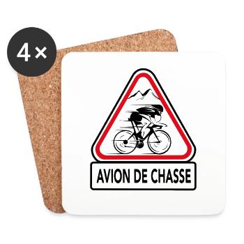 Avion de chasse panneau - Vélo de route - Dessous de verre (lot de 4) - blanc - Devant