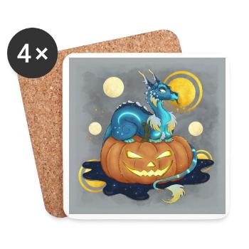 Halloween Dragon Guardian & Jack O'Lantern - Poster - Coasters (set of 4) - white - Front