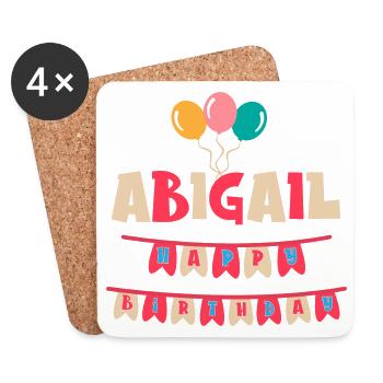 T-Shirt Abigail Happy Birthday Happy Birthday - Untersetzer (4er-Set) - Weiß - Vorne