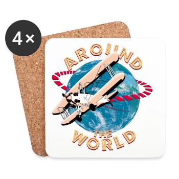 Around the world by plane - Coasters (set of 4) - white - Front