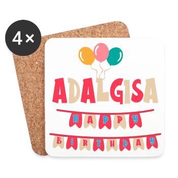 Adalgisa t-shirt happy birthday birthday - Coasters (set of 4) - white - Front