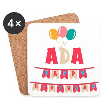 Ada t-shirt happy birthday birthday t-shirt - Coasters (set of 4) - white - Front