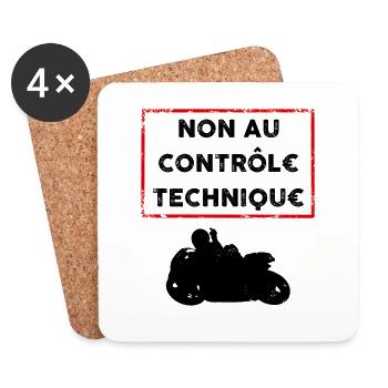 Non au contôle technique moto - Dessous de verre (lot de 4) - blanc - Devant