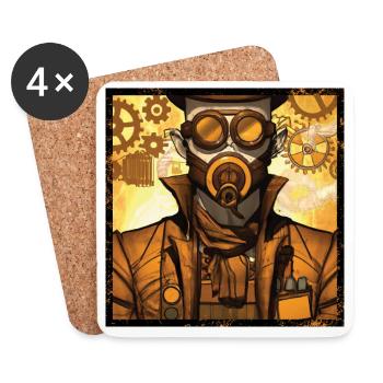 Steampunk industrial mechanic of a zeppelin - Coasters (set of 4) - white - Front