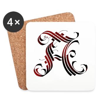 Lettre A - Dessous de verre (lot de 4) - blanc - Devant