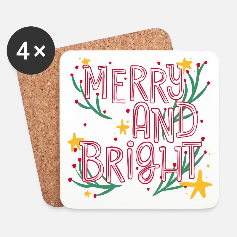 merry and bright - Untersetzer (4er-Set) - Weiß
