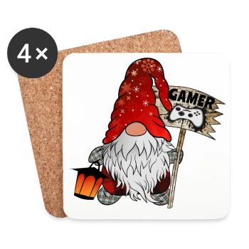 Gamer Wichtel Christmas Gnom - Untersetzer (4er-Set) - Weiß - Vorne