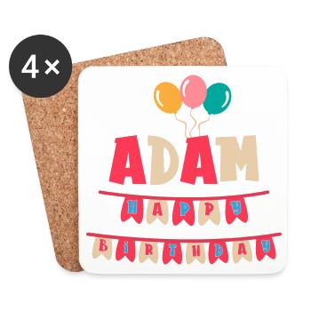 Adam t-shirt joyeux anniversaire t-shirt idée cadeau - Dessous de verre (lot de 4) - blanc - Devant