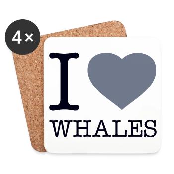 I LOVE WHALES - Untersetzer (4er-Set) - Weiß - Vorne