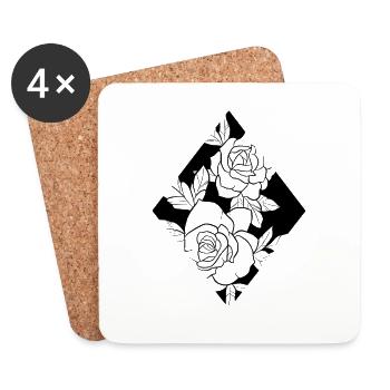 Roses line art diamond - Coasters (set of 4) - white - Front