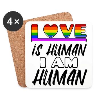 Love Rainbow Déclaration des droits de l’homme Lesbiennes - Dessous de verre (lot de 4) - blanc - Devant