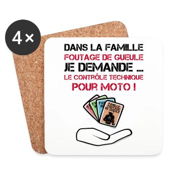 Contrôle technique moto manifestation humour - Dessous de verre (lot de 4) - blanc - Devant