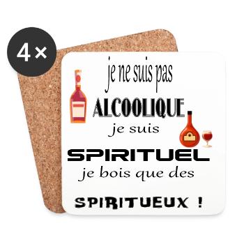 Je ne suis pas Alcoolique ! - Dessous de verre (lot de 4) - blanc - Devant