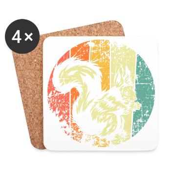 Vintage Squirrel - Coasters (set of 4) - white - Front