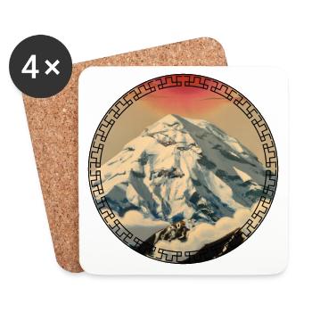 Mount Everest in Japanese ukiyo-e style Mountain - Coasters (set of 4) - white - Front