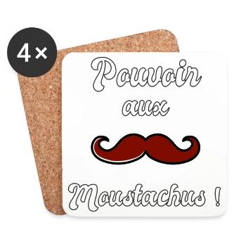 Pouvoir aux moustachus moustache brune - Dessous de verre (lot de 4) - blanc - Devant