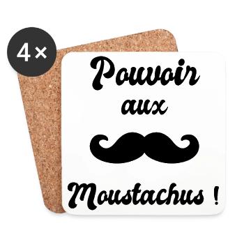 Pouvoir aux moustachus (black) - Dessous de verre (lot de 4) - blanc - Devant