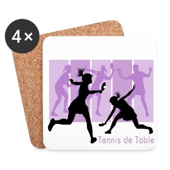 Tennis de table féminin - Dessous de verre (lot de 4) - blanc - Devant