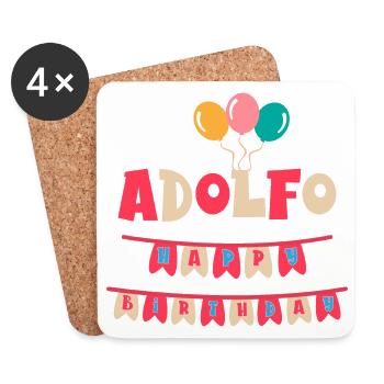 t-shirt joyeux anniversaire Adolfo t-shirt anniversaire - Dessous de verre (lot de 4) - blanc - Devant