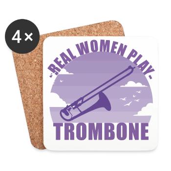 Posaune Instrument Musikerin Mädchen Geschenk - Untersetzer (4er-Set) - Weiß - Vorne
