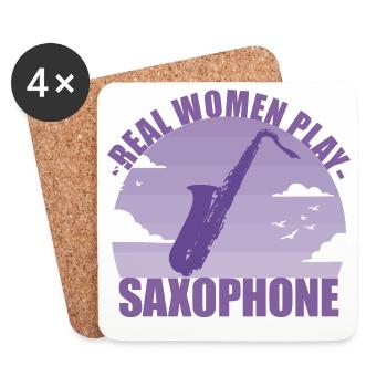 Saxophon Instrument Musikerin Mädchen Geschenk - Untersetzer (4er-Set) - Weiß - Vorne