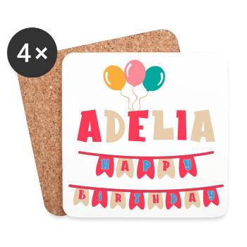 Adelia t-shirt anniversaire t-shirt - Dessous de verre (lot de 4) - blanc - Devant