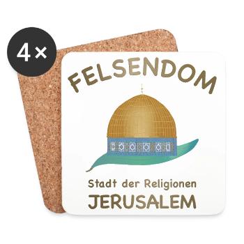 Jerusalem, Felsendom, Olivenblatt, Israel - Untersetzer (4er-Set) - Weiß - Vorne