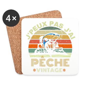 J peux pas j ai pêche Vintage - Dessous de verre (lot de 4) - blanc - Devant