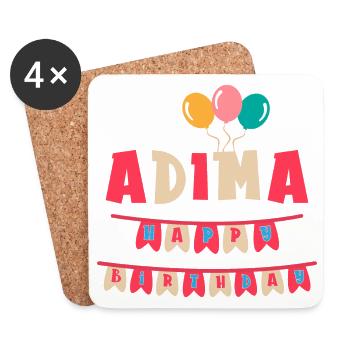 T-shirt Adima joyeux anniversaire joyeux anniversaire - Dessous de verre (lot de 4) - blanc - Devant