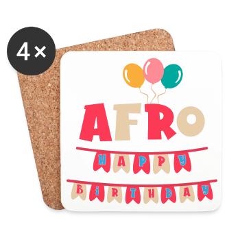 T-shirt afro joyeux anniversaire joyeux anniversaire - Dessous de verre (lot de 4) - blanc - Devant