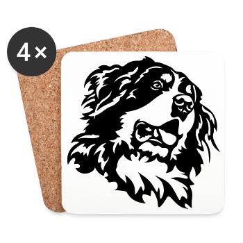 Tête de chien de montagne bernois - Dessous de verre (lot de 4) - blanc - Devant