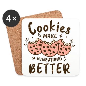 Les cookies améliorent tout - Dessous de verre (lot de 4) - blanc - Devant