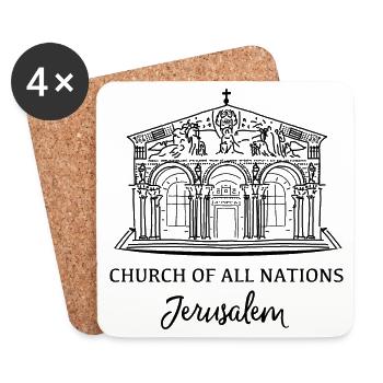 Jerusalem, Israel, Kirche aller Nationen - Untersetzer (4er-Set) - Weiß - Vorne