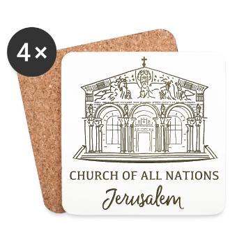 Jerusalem, Kirche aller Nationen, Israel - Untersetzer (4er-Set) - Weiß - Vorne