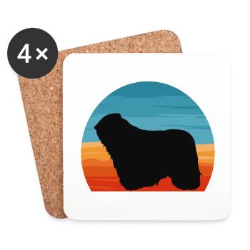 Komondor Hundeliebhaber Silhouette Vintage Sonnenuntergang - Untersetzer (4er-Set) - Weiß - Vorne
