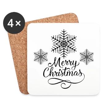 flocon de neige Joyeux Noël - Dessous de verre (lot de 4) - blanc - Devant