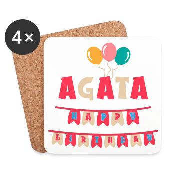 Agata t-shirt joyeux anniversaire joyeux anniversaire - Dessous de verre (lot de 4) - blanc - Devant
