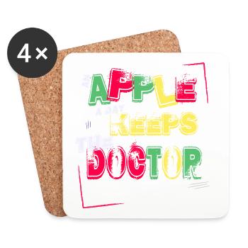 An apple a day keeps the doctor away - Coasters (set of 4) - white - Front