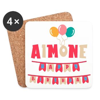 T-shirt Aimone joyeux anniversaire joyeux anniversaire - Dessous de verre (lot de 4) - blanc - Devant
