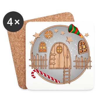 petite porte de gnome mignonne pour Noël - Dessous de verre (lot de 4) - blanc - Devant