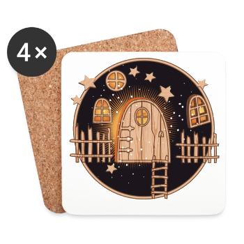 La magie de la porte des lutins à Noël - Dessous de verre (lot de 4) - blanc - Devant