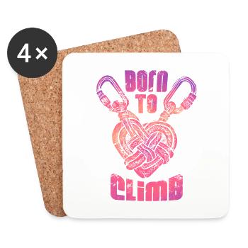 Carabiner and heart-shaped rope BORN TO CLIMB - Coasters (set of 4) - white - Front