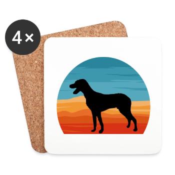 Greek Harehound Dog Love Silhouette Vintage Sunset - Coasters (set of 4) - white - Front