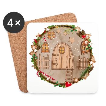 Porte Gnome dans la couronne de Noël pour Noël - Dessous de verre (lot de 4) - blanc - Devant