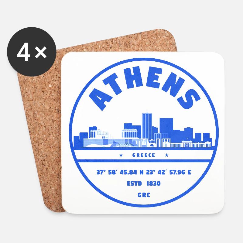 Athens Skyline Stempel - Untersetzer (4er-Set) - Weiß
