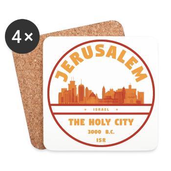 Jerusalem Retro Stadtbadge - Untersetzer (4er-Set) - Weiß - Vorne
