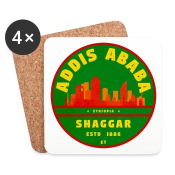 Addis Ababa Emblem Stadt-Silhouette 1886 - Untersetzer (4er-Set) - Weiß - Vorne