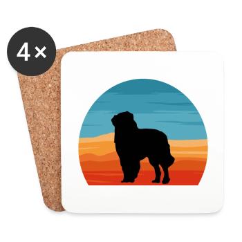 Chien de berger des Carpates Silhouette Rétro Coucher de soleil - Dessous de verre (lot de 4) - blanc - Devant