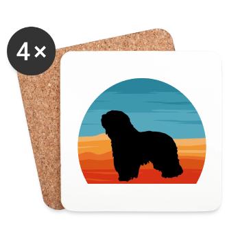 Cao Da Serra De Aires Dog Silhouette Retro Sunset - Dessous de verre (lot de 4) - blanc - Devant