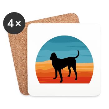 Gascon Saintongeois Dog Silhouette Retro Sunset - Dessous de verre (lot de 4) - blanc - Devant
